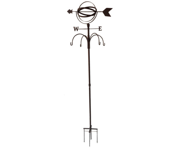 Small 4 Hook Hanger w/ Globe & Weather Vane