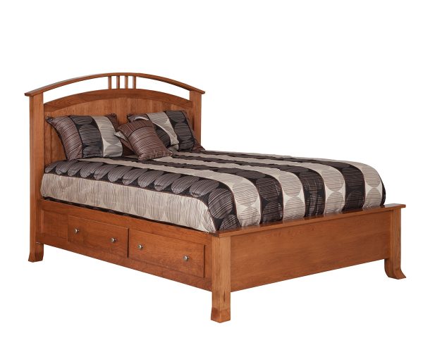 Crescent Panel Bed with Drawer Unit